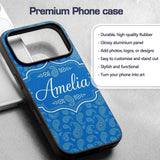 Rich Blue Paisley Vintage Bandana Printed Design Custom Name Protective Phone Case Mobile Cover Durable Everyday Smartphone Shock Resistant