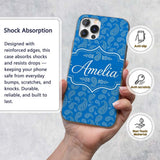 Rich Blue Paisley Vintage Bandana Printed Design Custom Name Protective Phone Case Mobile Cover Durable Everyday Smartphone Shock Resistant