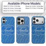 Rich Blue Paisley Vintage Bandana Printed Design Custom Name Protective Phone Case Mobile Cover Durable Everyday Smartphone Shock Resistant
