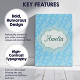 Personalised Name Soft Sky Blue Paisley Custom  Modern Room Accent Elegant Feature Canvas Wall Art Print Decor Picture Ready to Hang