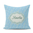 Custom Name Light Aqua Paisley Ornamental Bandana Pattern Design Square Filled Cushion Throw Pillow Sofa Bed Home Decor Zip Washable UK Made