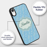 Light Aqua Paisley Ornamental Bandana Seamless Custom Name Protective Phone Case Mobile Cover Durable Everyday Smartphone Shock Resistant