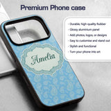 Light Aqua Paisley Ornamental Bandana Seamless Custom Name Protective Phone Case Mobile Cover Durable Everyday Smartphone Shock Resistant
