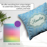 Custom Name Light Aqua Paisley Ornamental Bandana Pattern Design Square Filled Cushion Throw Pillow Sofa Bed Home Decor Zip Washable UK Made