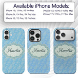 Light Aqua Paisley Ornamental Bandana Seamless Custom Name Protective Phone Case Mobile Cover Durable Everyday Smartphone Shock Resistant