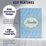 Personalised Name Muted Blue Paisley Custom Premium Decorative Design Modern Room Accent Canvas Wall Art Print Decor Picture Ready to Hang