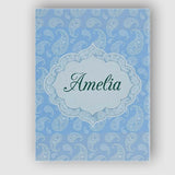 Personalised Name Cool Blue Paisley Decorative Bandana Seamless Creative Decorator Style Canvas Wall Art Print Decor Picture Ready to Hang