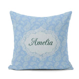 Custom Name Cool Blue Paisley Decorative Bandana Seamless Design Square Filled Cushion Throw Pillow Sofa Bed Home Decor Zip Washable UK Made
