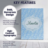 Personalised Name Cool Blue Paisley Decorative Bandana Seamless Creative Decorator Style Canvas Wall Art Print Decor Picture Ready to Hang