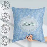 Custom Name Cool Blue Paisley Decorative Bandana Seamless Design Square Filled Cushion Throw Pillow Sofa Bed Home Decor Zip Washable UK Made