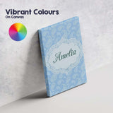 Personalised Name Cool Blue Paisley Decorative Bandana Seamless Creative Decorator Style Canvas Wall Art Print Decor Picture Ready to Hang