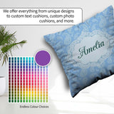 Custom Name Cool Blue Paisley Decorative Bandana Seamless Design Square Filled Cushion Throw Pillow Sofa Bed Home Decor Zip Washable UK Made