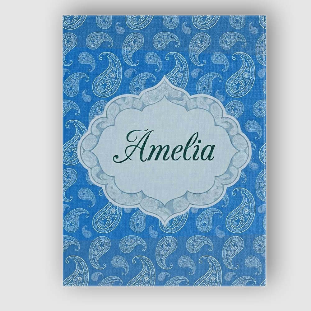 Personalised Name Royal Blue Paisley Custom Premium Decorative Design Modern Room Accent Canvas Wall Art Print Decor Picture Ready to Hang