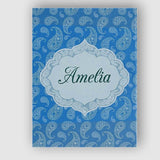 Personalised Name Royal Blue Paisley Custom Premium Decorative Design Modern Room Accent Canvas Wall Art Print Decor Picture Ready to Hang