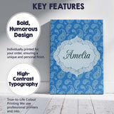 Personalised Name Royal Blue Paisley Custom Premium Decorative Design Modern Room Accent Canvas Wall Art Print Decor Picture Ready to Hang