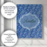 Personalised Name Elegant White Paisley Custom  Unique Gift Idea Modern Room Accent Canvas Wall Art Print Decor Picture Ready to Hang