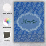 Personalised Name Elegant White Paisley Custom  Unique Gift Idea Modern Room Accent Canvas Wall Art Print Decor Picture Ready to Hang