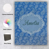 Personalised Name Intricate White Paisley Custom  Unique Gift Idea Elegant Feature Canvas Wall Art Print Decor Picture Ready to Hang