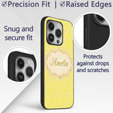 Delicate White Paisley Pattern on Bright Yellow Custom Name Protective Phone Case Mobile Cover Durable Everyday Smartphone Shock Resistant