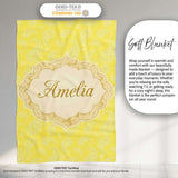 Delicate White Paisley Pattern on Bright Yellow Background Seamless  Personalised Custom Name Super Soft Fleece Blanket Bed Sofa Throw