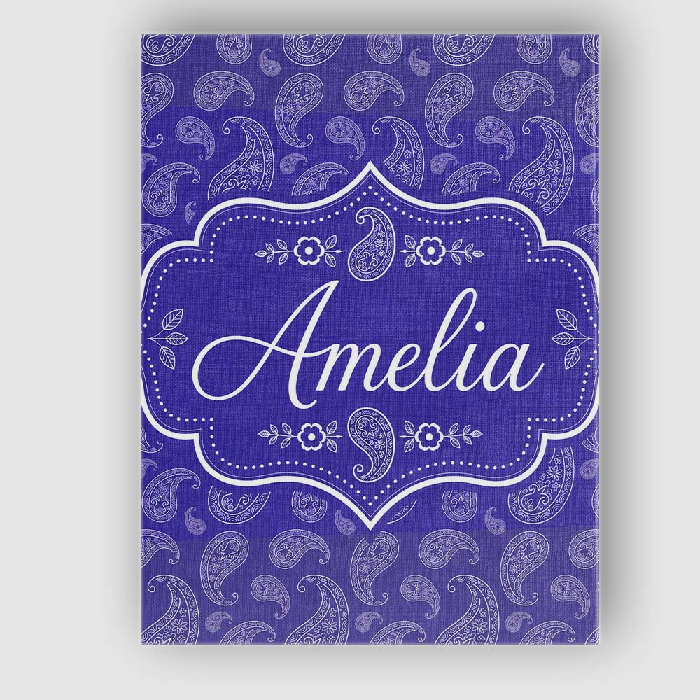 Personalised Name Stylish White Paisley Custom  Modern Room Accent Elegant Feature Canvas Wall Art Print Decor Picture Ready to Hang