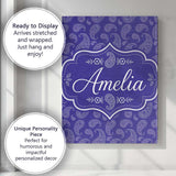 Personalised Name Stylish White Paisley Custom  Modern Room Accent Elegant Feature Canvas Wall Art Print Decor Picture Ready to Hang