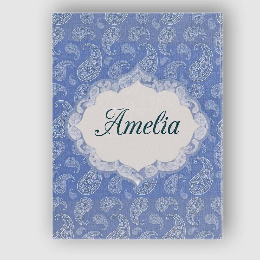 Personalised Name Soft White Paisley Floral Custom  Bespoke Interior Contemporary Canvas Wall Art Print Decor Picture Ready to Hang