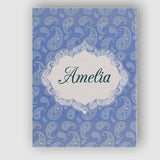 Personalised Name Soft White Paisley Floral Custom  Bespoke Interior Contemporary Canvas Wall Art Print Decor Picture Ready to Hang