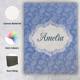 Personalised Name Soft White Paisley Floral Custom  Bespoke Interior Contemporary Canvas Wall Art Print Decor Picture Ready to Hang
