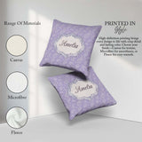 Custom Name Elegant White Paisley Design on Grey Blue Background Square Filled Cushion Throw Pillow Sofa Bed Home Decor Zip Washable UK Made