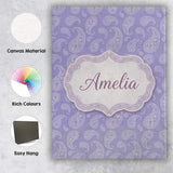 Personalised Name Classic White Paisley Custom  Modern Room Accent Elegant Feature Canvas Wall Art Print Decor Picture Ready to Hang