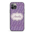 Ornamental White Paisley Pattern on Mauve Purple Custom Name Protective Phone Case Mobile Cover Durable Everyday Smartphone Shock Resistant