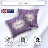 Custom Name Ornamental White Paisley Pattern on Mauve Background Square Filled Cushion Throw Pillow Sofa Bed Home Decor Zip Washable UK Made
