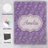 Personalised Name Ornamental White Paisley Custom  Unique Gift Idea Elegant Feature Canvas Wall Art Print Decor Picture Ready to Hang