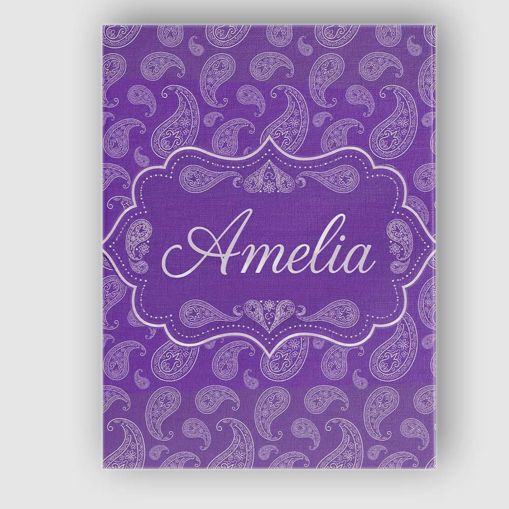 Personalised Name Traditional White Paisley Custom  Bespoke Interior Contemporary Canvas Wall Art Print Decor Picture Ready to Hang