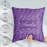 Custom Name Traditional Paisley Floral Design on Deep Background Square Filled Cushion Throw Pillow Sofa Bed Home Decor Zip Washable UK Made