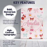 Personalised Name Cute Cherry Bow Daisy Floral Pastel Hearts and Custom  Interior Canvas Wall Art Print Decor Picture Ready to Hang