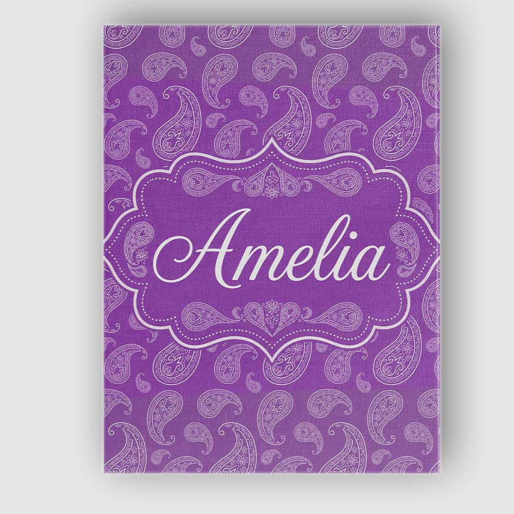 Personalised Name Classic White Paisley Custom  Modern Room Accent Elegant Feature Canvas Wall Art Print Decor Picture Ready to Hang
