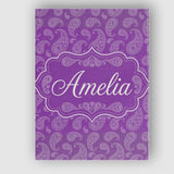 Personalised Name Classic White Paisley Custom  Modern Room Accent Elegant Feature Canvas Wall Art Print Decor Picture Ready to Hang