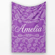Classic White Paisley Motif on Rich Violet Purple Background  Personalised Custom Name Super Soft Fleece Blanket Bed Sofa Throw