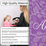 Classic White Paisley Motif on Rich Violet Purple Background  Personalised Custom Name Super Soft Fleece Blanket Bed Sofa Throw