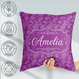 Custom Name Intricate White Paisley Design on Magenta Background Square Filled Cushion Throw Pillow Sofa Bed Home Decor Zip Washable UK Made