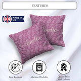 Custom Name Ornate White Paisley Design on Warm Mauve Background Square Filled Cushion Throw Pillow Sofa Bed Home Decor Zip Washable UK Made