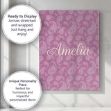 Personalised Name Ornate White Paisley Custom  Modern Room Accent Elegant Feature Canvas Wall Art Print Decor Picture Ready to Hang