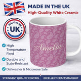 Personalized Custom Name Ornate White Paisley Design on Warm Mauve Gradient Background 11oz Ceramic Coffee Tea Mug White Large Handle
