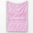 Stylish White Paisley Motif on Blush Pink Gradient Background  Personalised Custom Name Super Soft Fleece Blanket Bed Sofa Throw