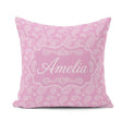 Custom Name Stylish White Paisley Motif on Blush Pink Background Square Filled Cushion Throw Pillow Sofa Bed Home Decor Zip Washable UK Made