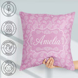 Custom Name Stylish White Paisley Motif on Blush Pink Background Square Filled Cushion Throw Pillow Sofa Bed Home Decor Zip Washable UK Made