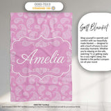 Stylish White Paisley Motif on Blush Pink Gradient Background  Personalised Custom Name Super Soft Fleece Blanket Bed Sofa Throw