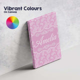 Personalised Name Stylish White Paisley Custom  Modern Room Accent Elegant Feature Canvas Wall Art Print Decor Picture Ready to Hang